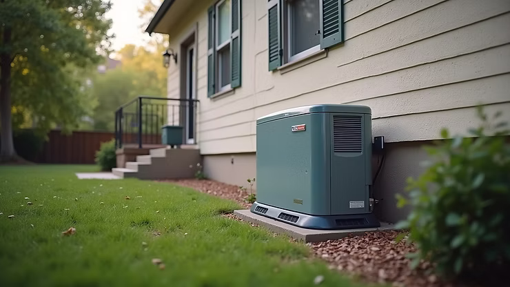 Standby generator installed outside a home providing backup power during outages